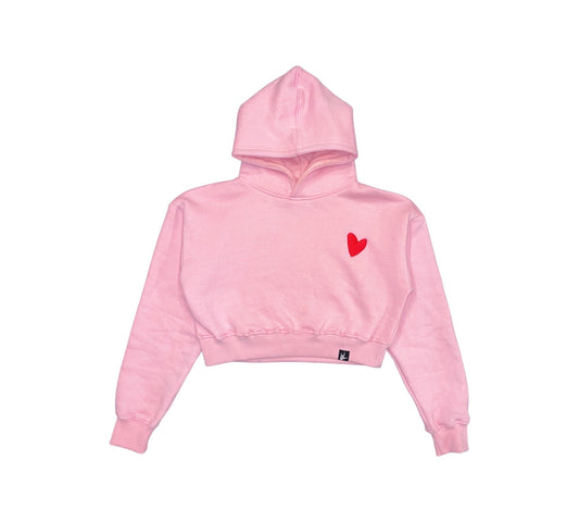 Love is Cool Premium Heart Crop Hoodie