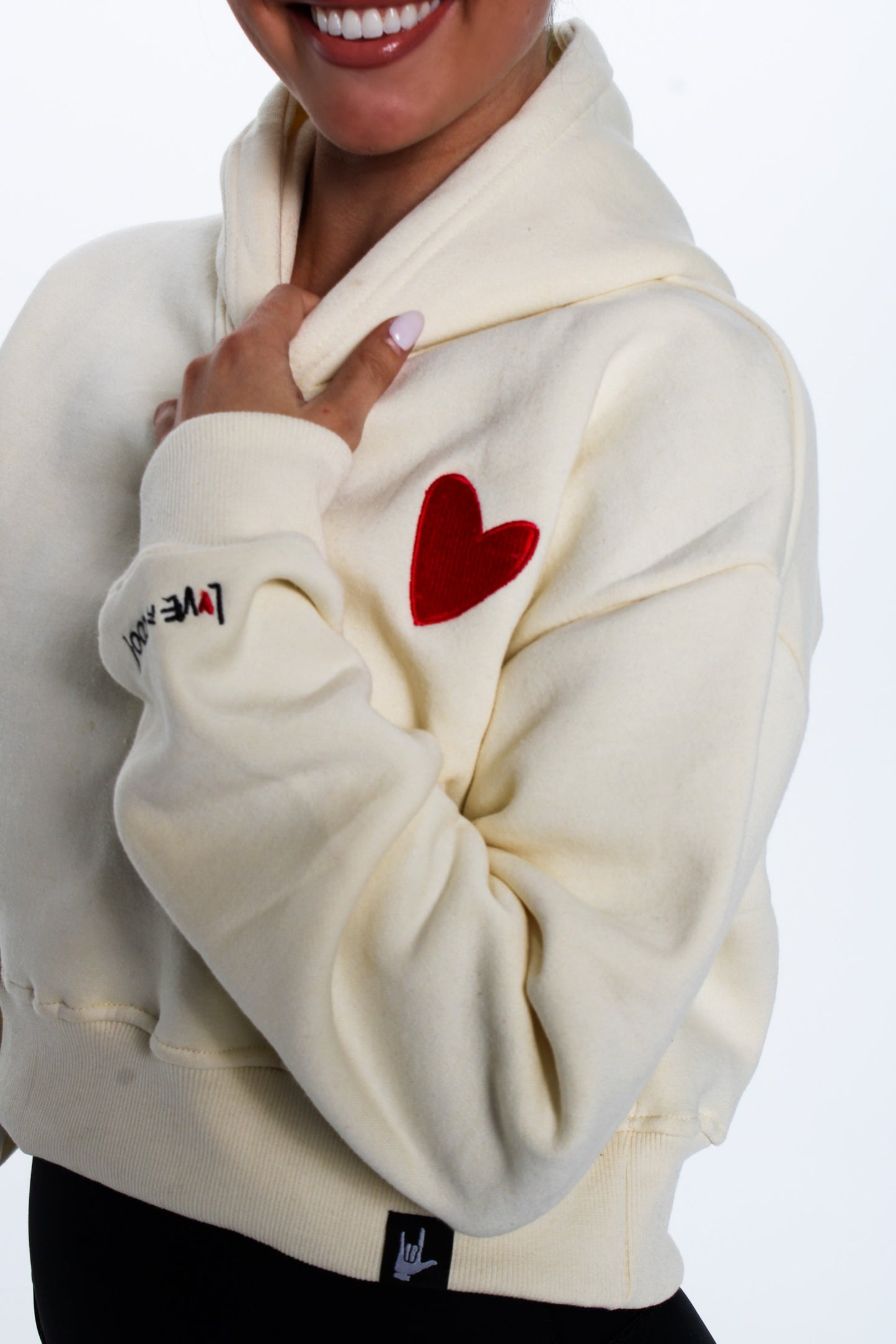 Love is Cool Premium Heart Crop Hoodie