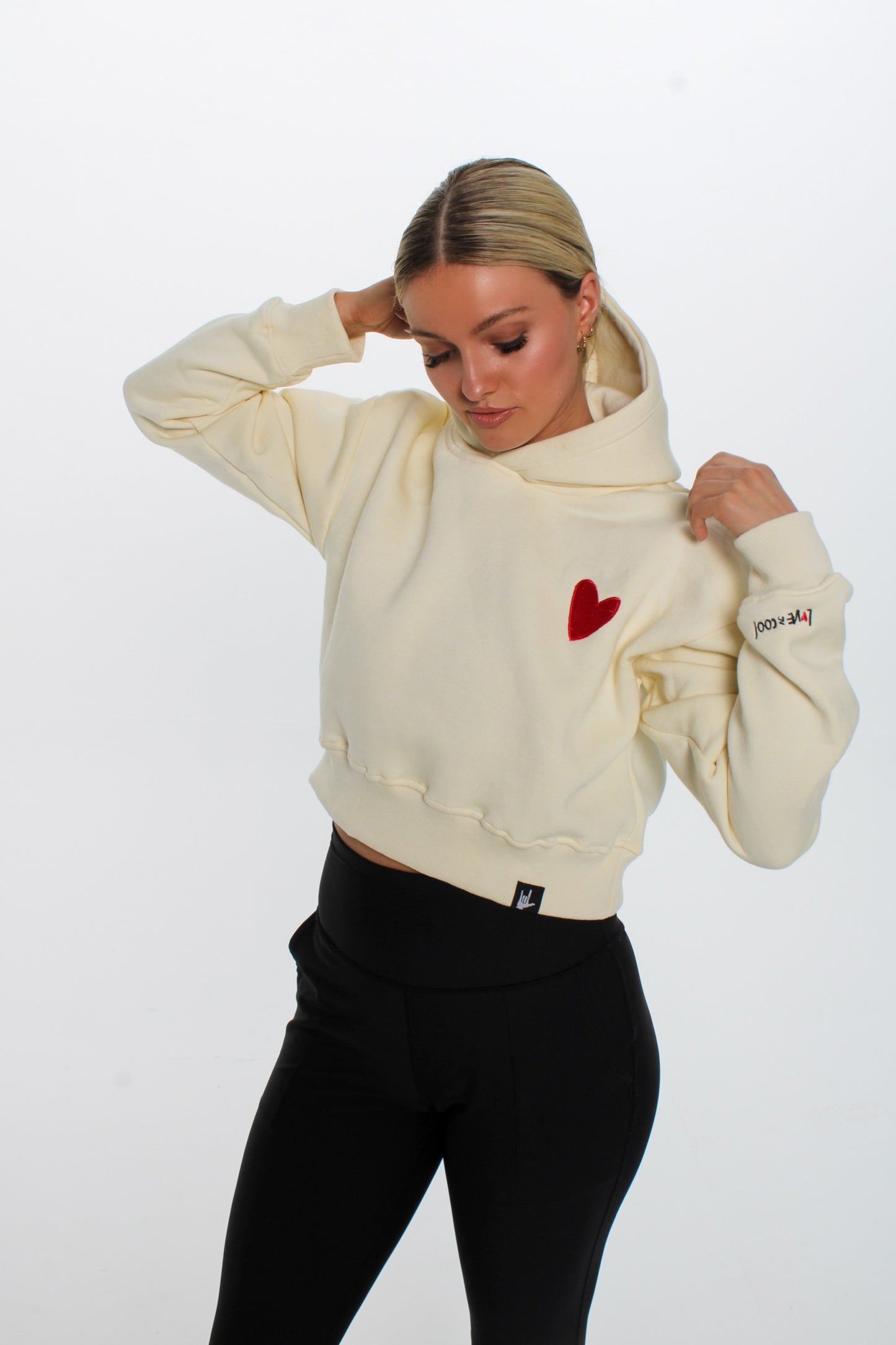 Love is Cool Premium Heart Crop Hoodie